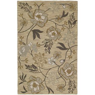 Hand tufted Lawrence Wheat Floral Wool Rug (3' x 5') 3x5   4x6 Rugs