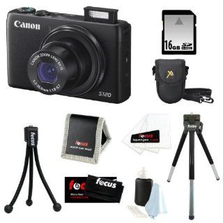 Canon PowerShot S120 12.1 MP CMOS Digital Camera Bundle with 16GB SD Memory Card + Deluxe Point & Shoot Camera Case + 8 inch Tripod and Accessory Kit  Camera & Photo