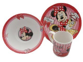 Disney Minnie Mouse "Shopping" Ceramic Breakfast Set   Bowl, Plate, Mug   Disney Set For Breakfast