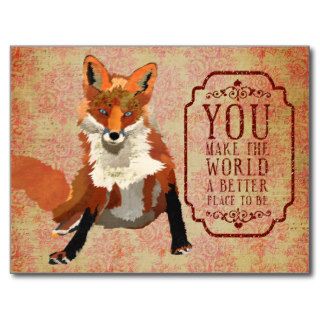 Amber Fox Valentines Day Postcard