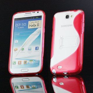 [Aftermarket Product] Clear Red Kickstand Back Case Cover For Samsung Galaxy Note 2 LTE N7100 New Cell Phones & Accessories
