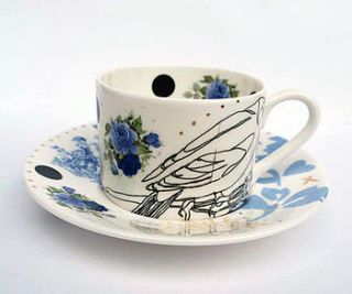 'english eclectic' blue cup and saucer by the art salon