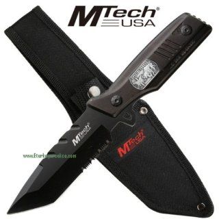 MT 511BSF. M Tech " Special Forces " Full Tang Fixed Blade Combat Knife 9" M Tech Fixed Blade Combat Knife. Half Serrated Full Tang, 440 Stainless Steel Blade. Tanto Style, Black Color Handle with SPECIAL FORCES Medallion on The Handle. 9&qu