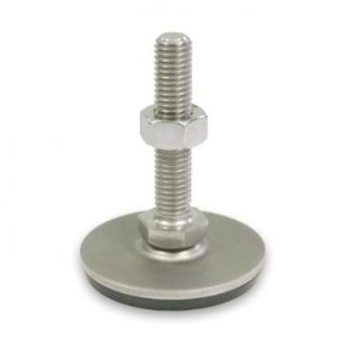 J.W. Winco 6T75SA5/GV Series GN 440.5 Stainless Steel Leveling Feet with Rubber Pad, Inch Size, 3/8 16 Thread Size, 1.57" Base Diameter, 2.95 Thread Length Vibration Damping Mounts