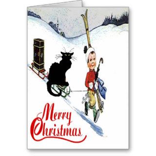 Black Cat Christmas Snow Card