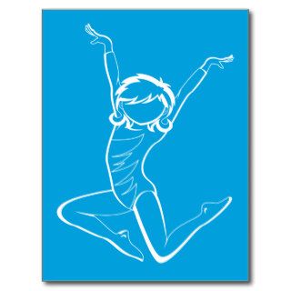 Gymnast Silhouette Blue Postcard
