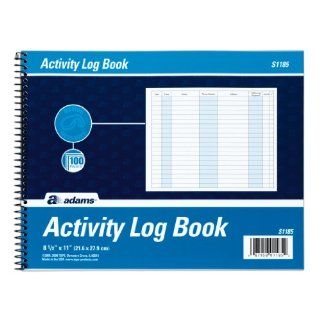 Adams Activity Log Book, Spiral Bound, 8.5 x 11 Inches, 100 Pages, White (S1185ABF)  Office Guest Registry Books 