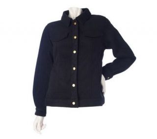 Bob Mackies Button Front Jean Style Fleece Jacket —