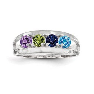 14k White Gold Polished 4 Stone Mothers Ring Mounting Valentine Gift Special Jewelry Brothers   Ring Jewelry
