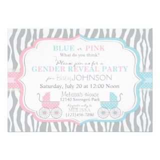 Baby Carriage & Zebra Print Gender Reveal Announcements