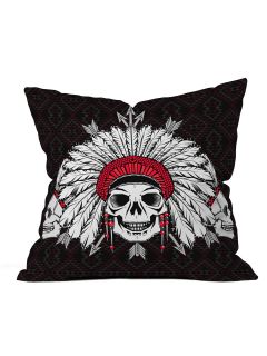 Chobopop Geometric Indian Skull Throw Pillow by DENY Designs