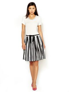 Vertical Stripe Pleated Skirt by Pink Tartan