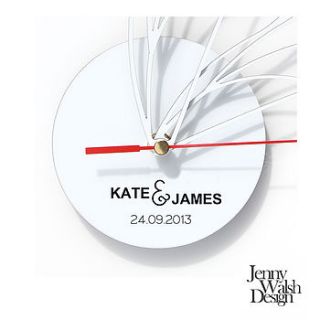 personalised 'time flies' wall clock by jenny walsh design