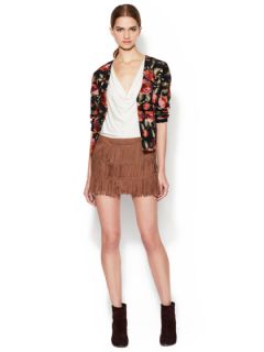 Suede Fringe Mini Skirt by Haute Hippie