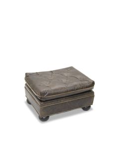 Antique Leather Tufted Ottoman by Old Hickory Tannery