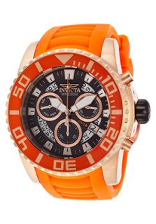 Invicta 14676  Watches,Mens Pro Diver Chronograph Black Dial Orange Polyurethane, Chronograph Invicta Quartz Watches