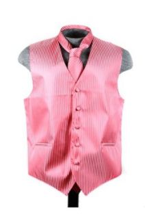 Classy Men's Coral Stripe Tone on Tone Vest, Tie and Hanky 3 Piece Set (4X Large) at  Mens Clothing store Apparel Belts