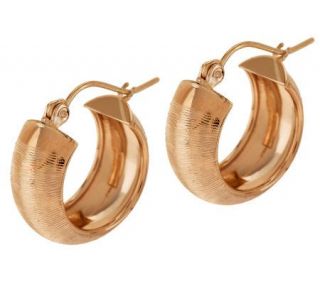 Textured Satin Finish Huggie Hoop Earrings 14K Gold —