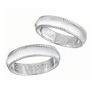 Sterling Silver Milgrain Engraved 5mm Wedding Band (25 characters