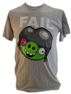 Angry Birds Mens T Shirt   "Epic Fail" Fail Bruised Pig Graphic on Gray Clothing