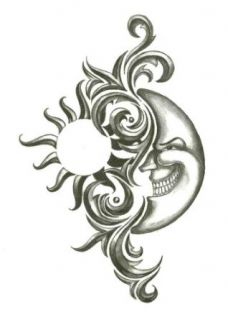 Iron Tribal Sun & Moon Temporary Body Art Tattoos 2.5" x 3.5" Apparel Accessories Clothing