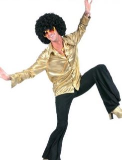 Mens Gold Disco Dance Shirt Halloween Costumes Large 48 Clothing