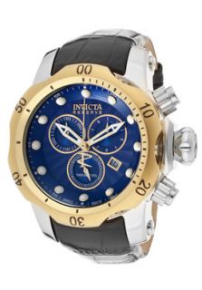 Invicta 10814  Watches,Mens Venom/Reserve Blue Textured Dial Black Genuine Leather, Chronograph Invicta Quartz Watches