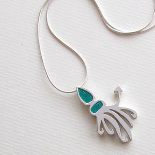 silver squid with cold enamel by saba jewellery