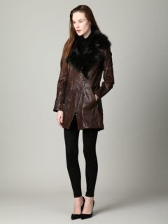 Paige Fur Trim Leather Jacket by Dawn Levy
