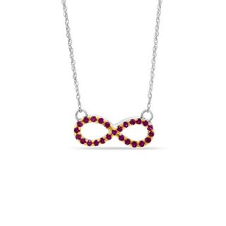 Lab Created Ruby Sideways Infinity Necklace in Sterling Silver   Zales