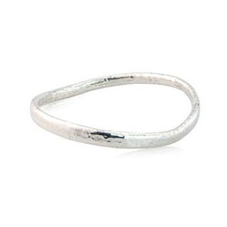 wavy hammered silver bangle by argent of london
