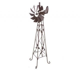 Decorative 5 Wrought Iron Windmill with Weather Vane Accents —