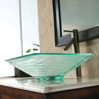 CAE Tempered Glass Sink with Brushed Nickel Faucet CAE Sink & Faucet Sets