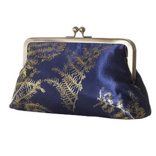 hand printed silk fern fronds purse by black cactus london