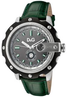 Dolce & Gabbana DW0575  Watches,Mens Sean Grey Dial Green Leather, Casual Dolce & Gabbana Quartz Watches