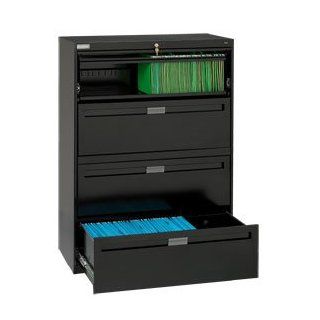 Deluxe Retracting Front Lateral File Cabinet 36"W X 52"H   Black 