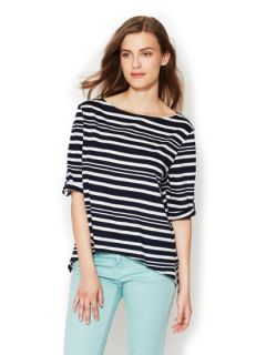 Roll Sleeve Cotton Boatneck Top by Firth