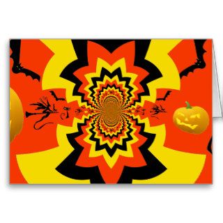 Fun Halloween Kaleidoscope Pattern Black Orange Greeting Card