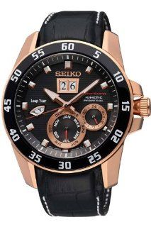 Seiko Sportura Black Dial Black Leather Mens Watch SNP056 Seiko Watches