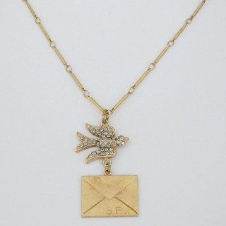 Bird & Letter Necklace By Catherine Popesco Pendant Necklaces Jewelry