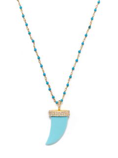 Turquoise Horn Pendant Necklace by Mary Louise Designs