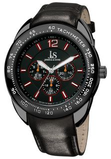 Joshua & Sons JS 45 BK  Watches,Mens Black Dial Black Leather, Casual Joshua & Sons Quartz Watches
