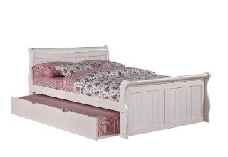 Shop Full White Sleigh Bed by Donco with Trundle at the  Furniture Store