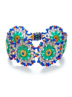 Blue & Green Floral Cutout Bracelet by Miguel Ases