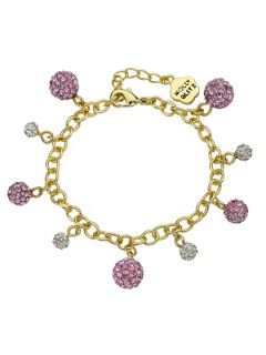 Pink & White Crystal Balls Charm Bracelet by Twin Stars Jewelry