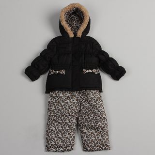 Pink Platinum Toddler Girls' Hooded Puffer Snowsuit Girls' Outerwear