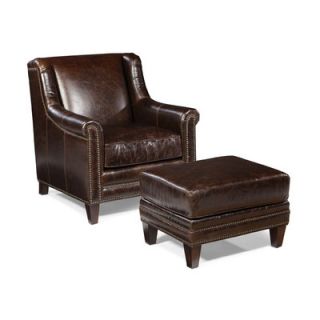 Palatial Furniture Pendleton Leather Arm Chair and Ottoman