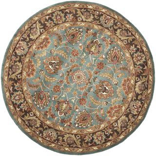 Handmade Heritage Blue/ Brown Wool Rug (3'6 Round) Safavieh Round/Oval/Square