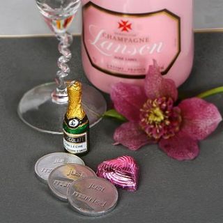 chocolate heart and champagne wedding favour by chocolate by cocoapod chocolate