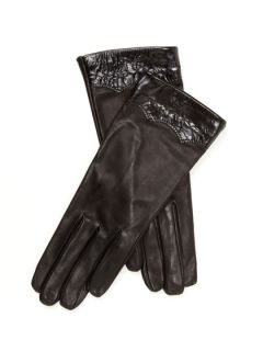 Patent Leather Combo Gloves by Maison Fabre